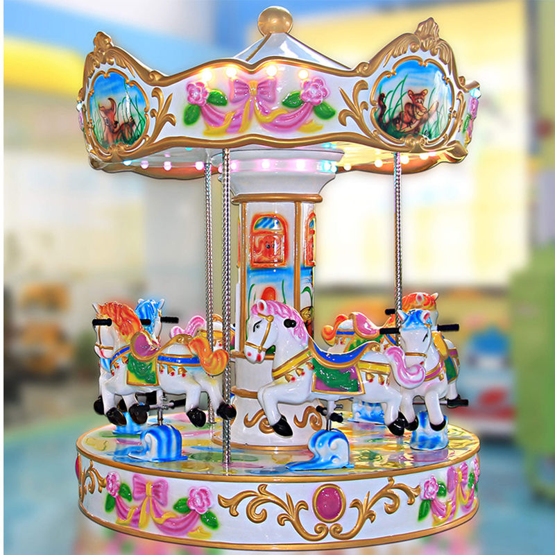 Coin Operated Merry Go Round Kiddie Rides 6 Players Mini Rotating 550W